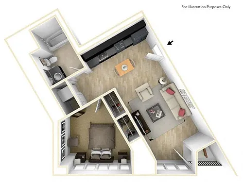 Floor plan 1 Bed 1 Bath A