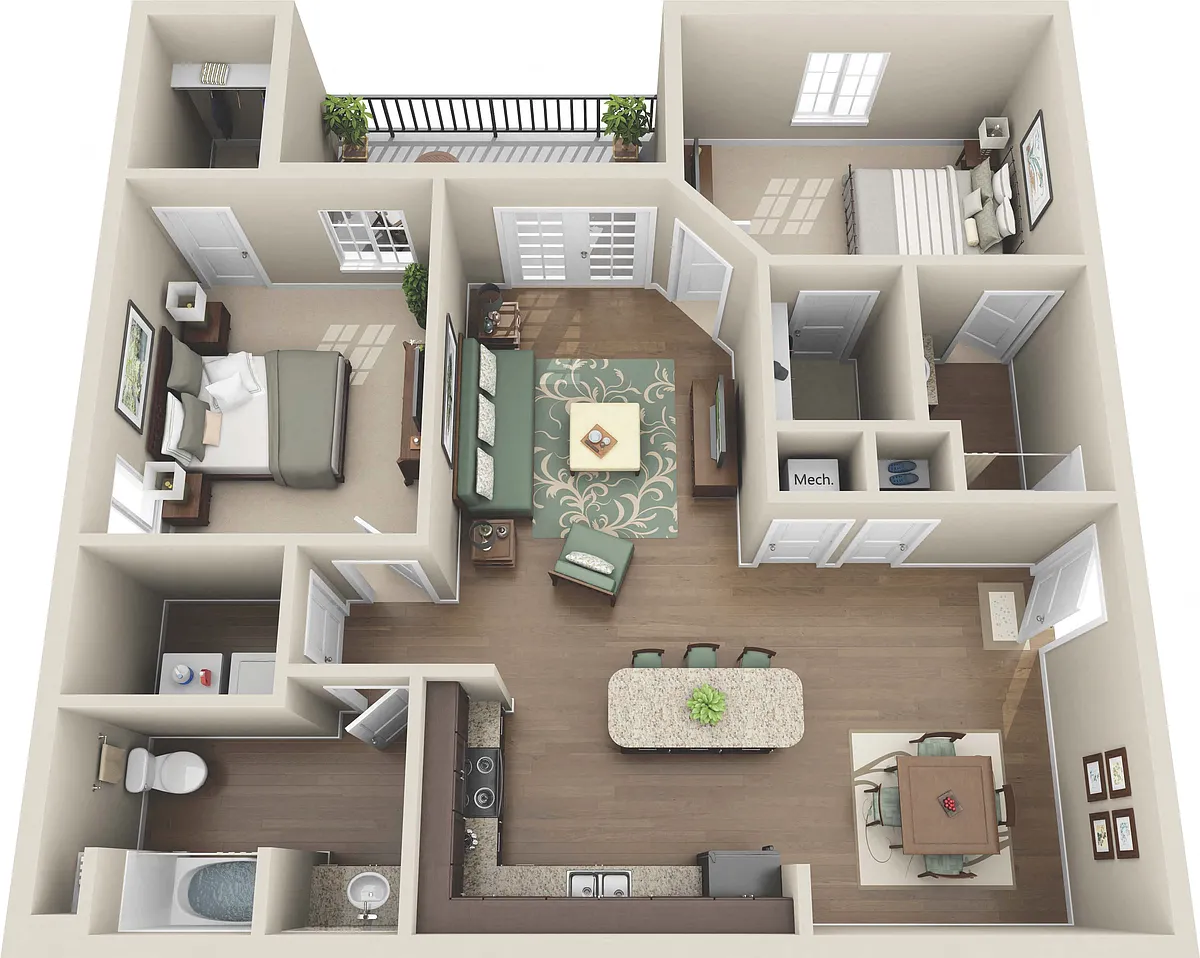Floor plan Two Bedroom Premium (North)