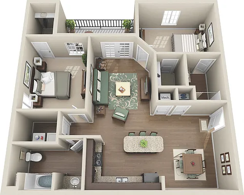 Floor plan Two Bedroom Premium (North)