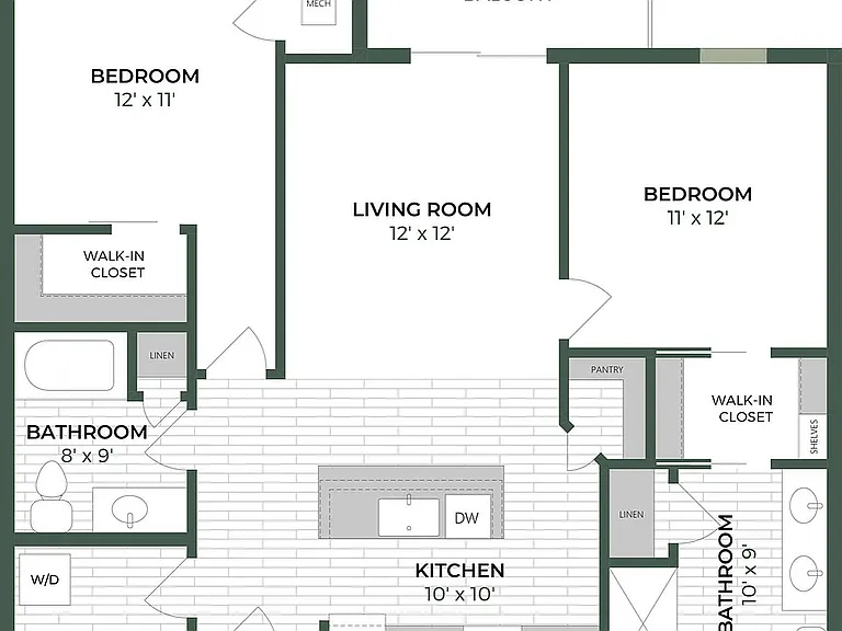Floor Plan D1 | The Woodlands Apartments | Apartments in Menomonee Falls, WI Floor Plan D1 | The Woodlands Apartments | Apartments in Menomonee Falls, WI
