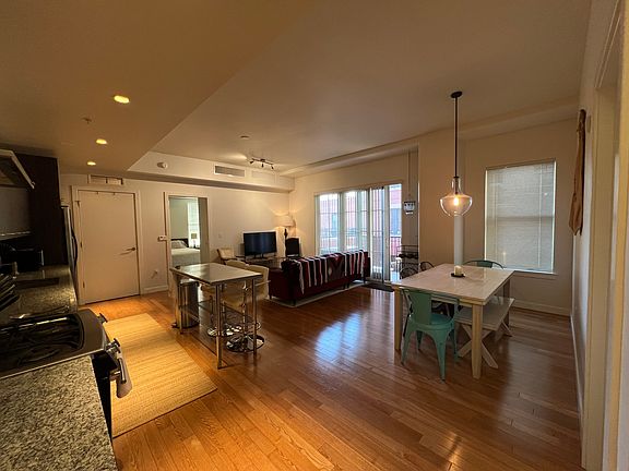 living room, kitchen, dining room