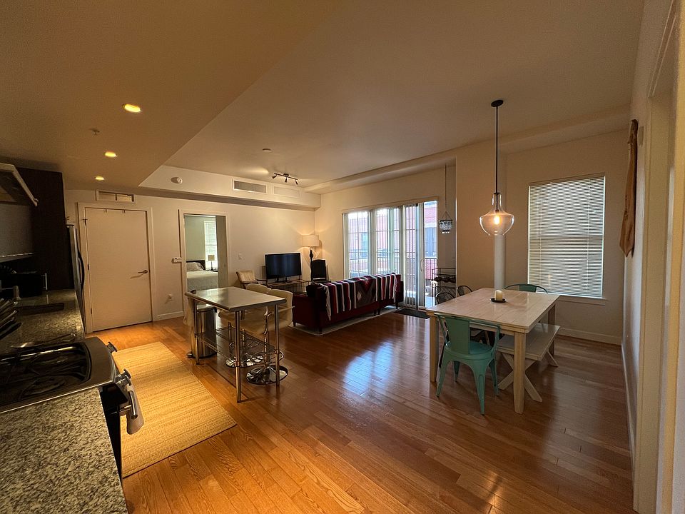 living room, kitchen, dining room