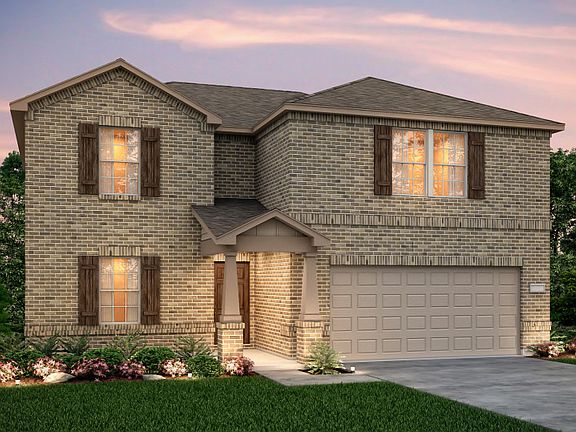 The Stockdale, a two-story home with 2-car garage, shown with Home Exterior O