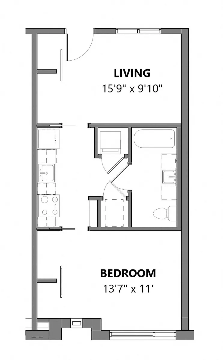 Floor plan 1 Bedroom One Bathroom
