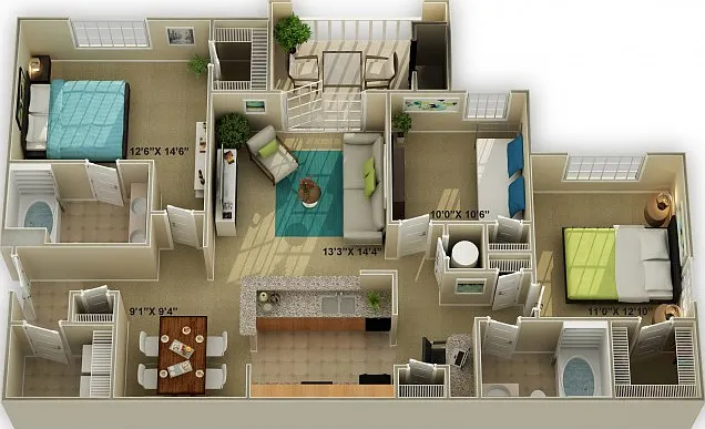 The Walden Three Bedroom Floor Plan The Walden Three Bedroom Floor Plan