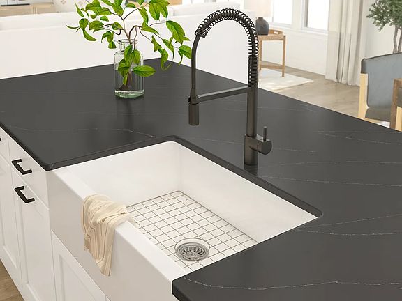 Kitchen island apron front sink