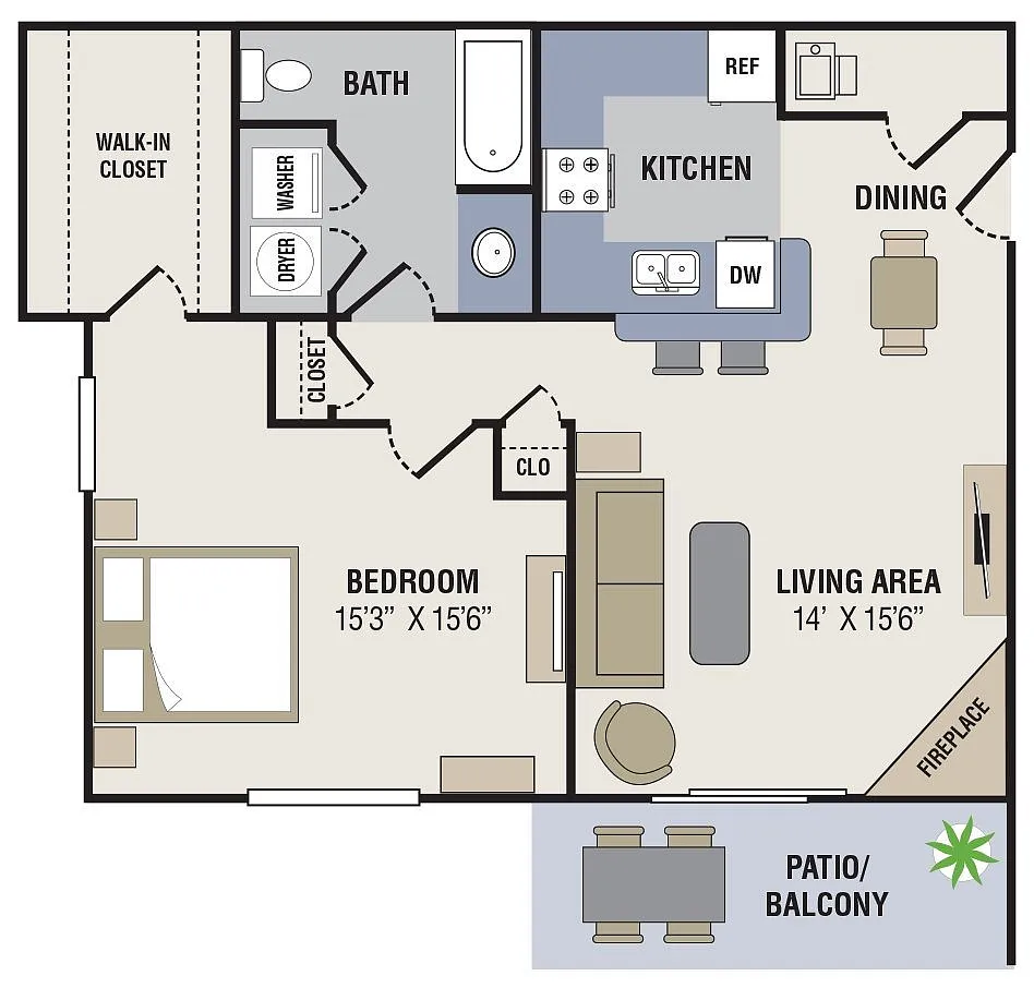 Floor plan 1 Bedroom, 1 Bathroom A