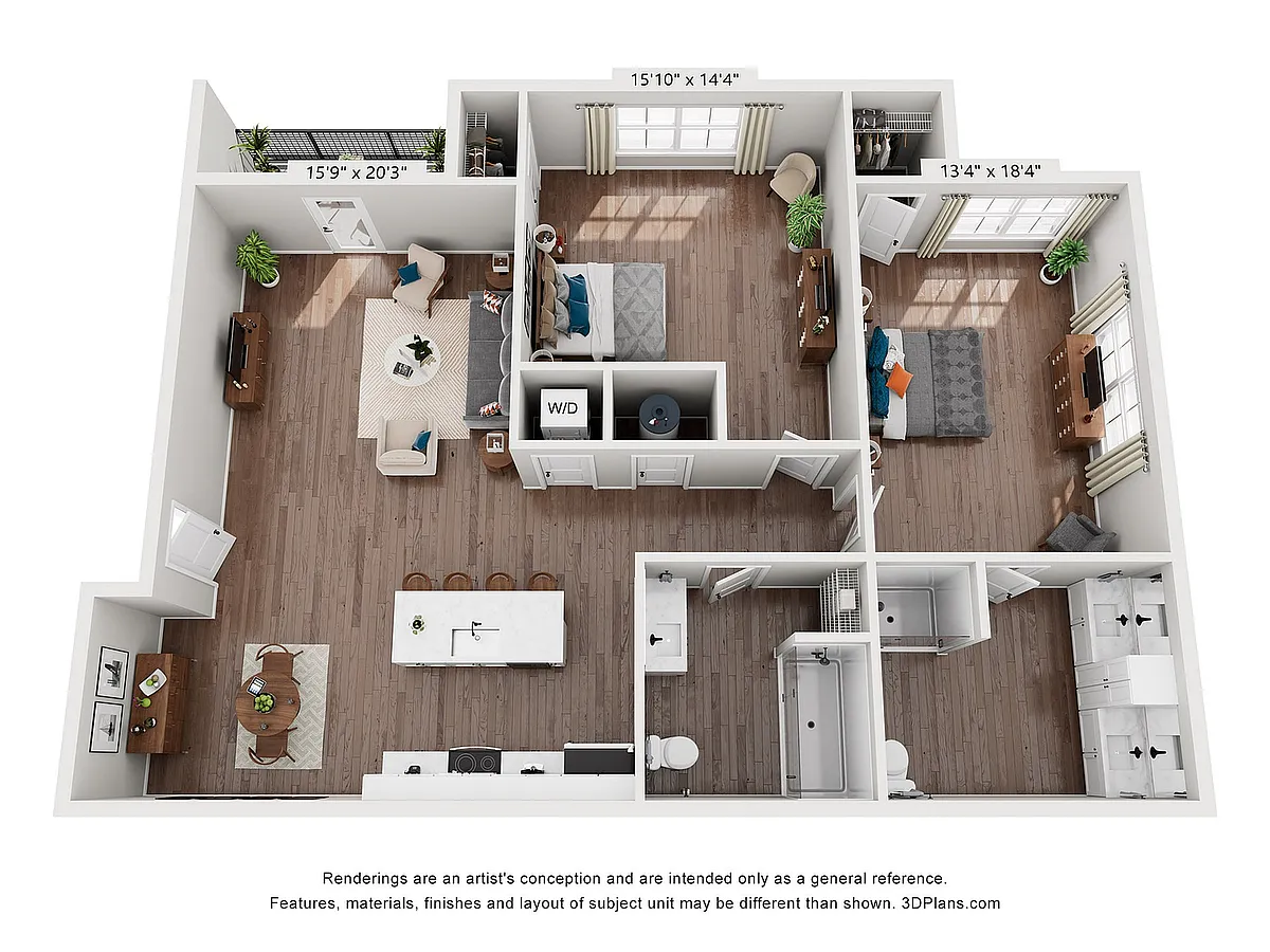 Floor plan 2 Bedroom, 2 Bathroom