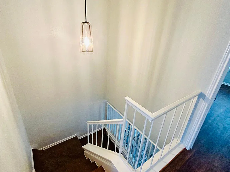 New hardwood stairs with decorative LED lighting