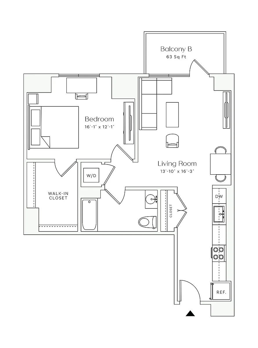 Floor plan BISBY - 1 Bedroom One Bathroom