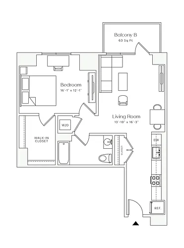 Floor plan BISBY - 1 Bedroom One Bathroom