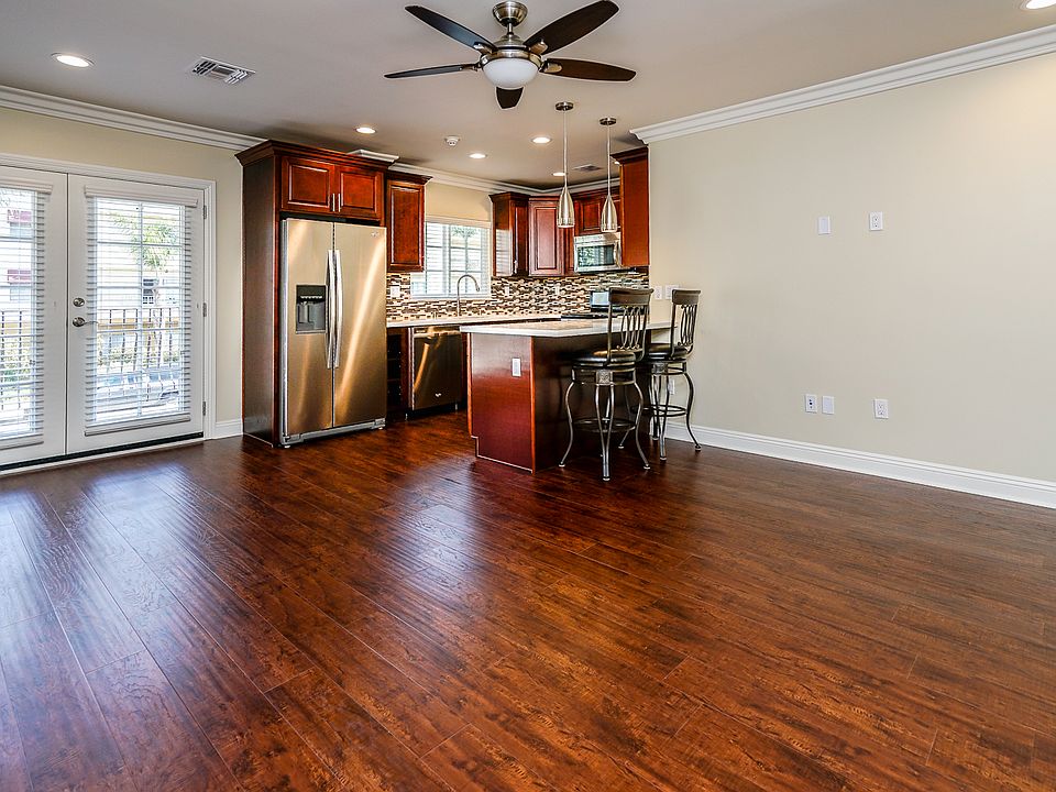 Kitchen opens to living room