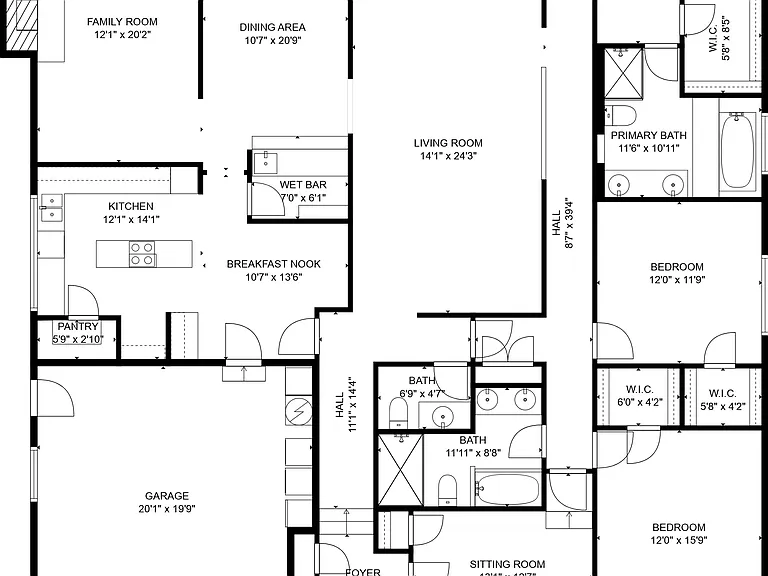 Spacious single level Floor Plan