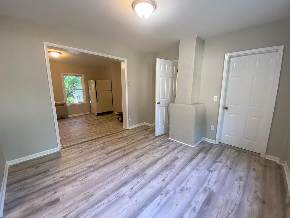 Living room area and kitchen