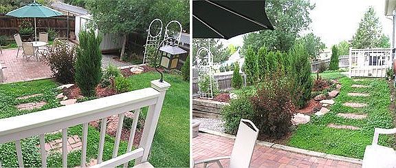 2-level fenced in yard with new landscaping