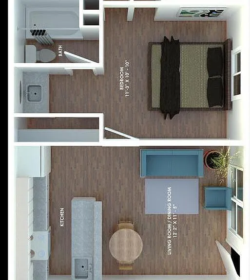 One-bedroom floor plan1