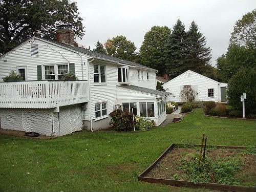 The back yard is large and flat