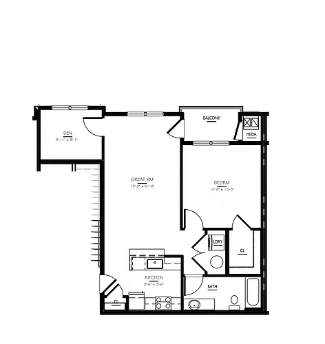 Floor plan 1 Bed/1 Bath-A-7 Phase IV