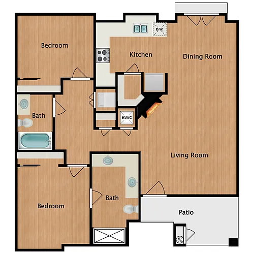 Floor plan 2 BR / 2 BA
