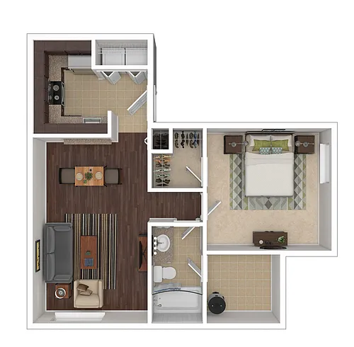 Floor plan 1 Bedroom, 1 Bath Medium