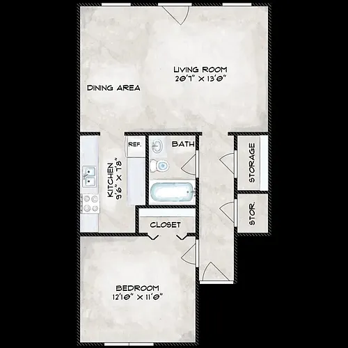 Floor plan 1 Bedroom