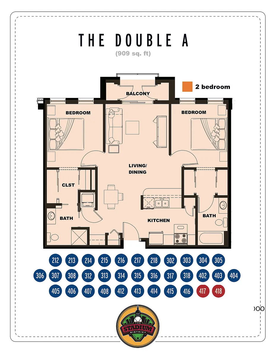 Floor plan 2 Bed 2 Bath