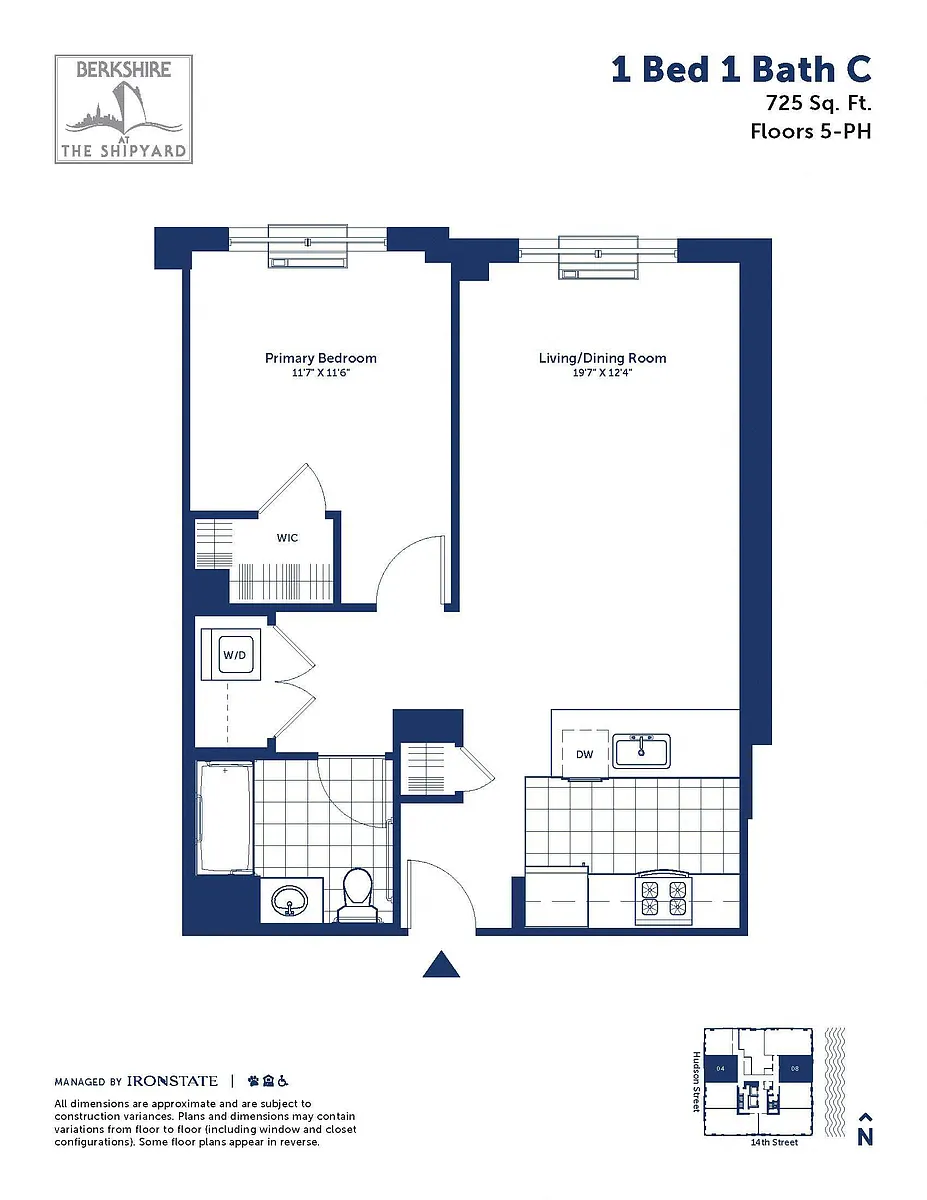 Floor plan 1 Bed 1 Bath C