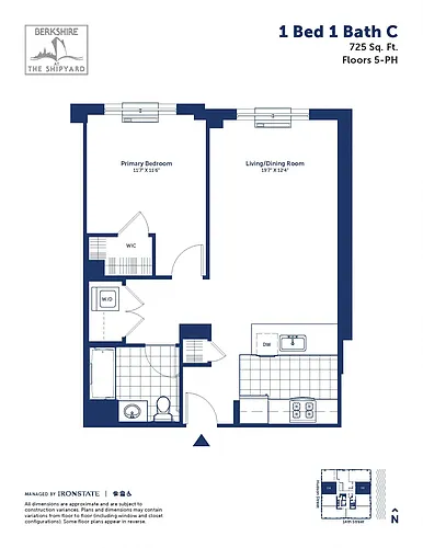 Floor plan 1 Bed 1 Bath C