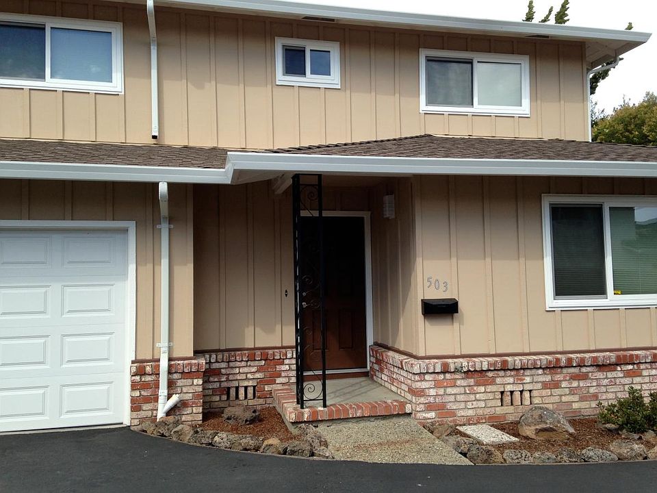 Front of property; attached garage