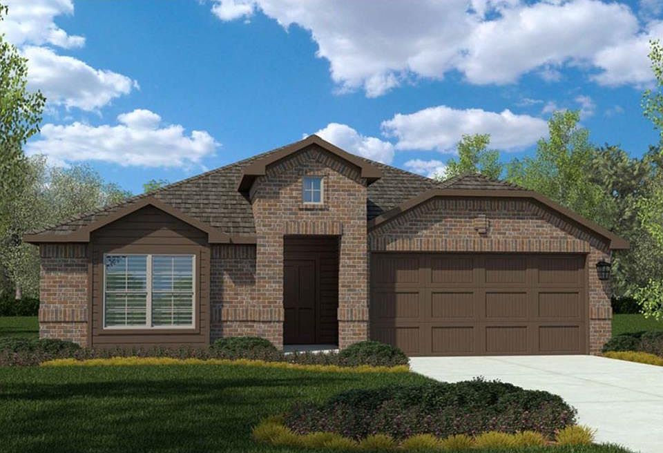 D.R. Horton's Express Homes The Kingston Floorplan Elevation C. Photos shown here may not depict the specified home & features included are for illustration purposes only.