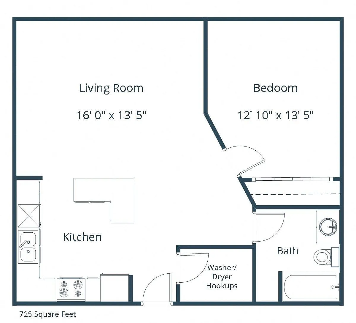 Floor plan One Bedroom 11B