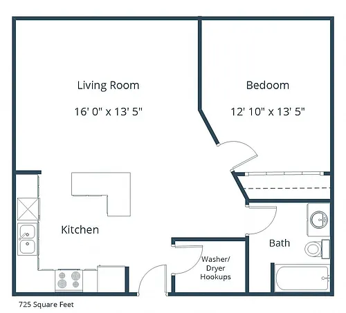 Floor plan One Bedroom 11B