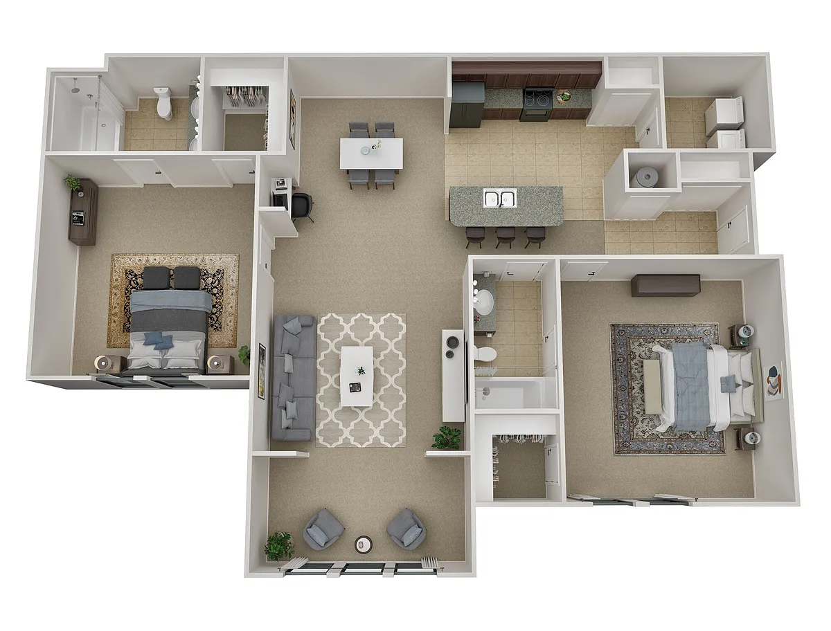 Floor plan 2 Bedroom, 2 Bathroom