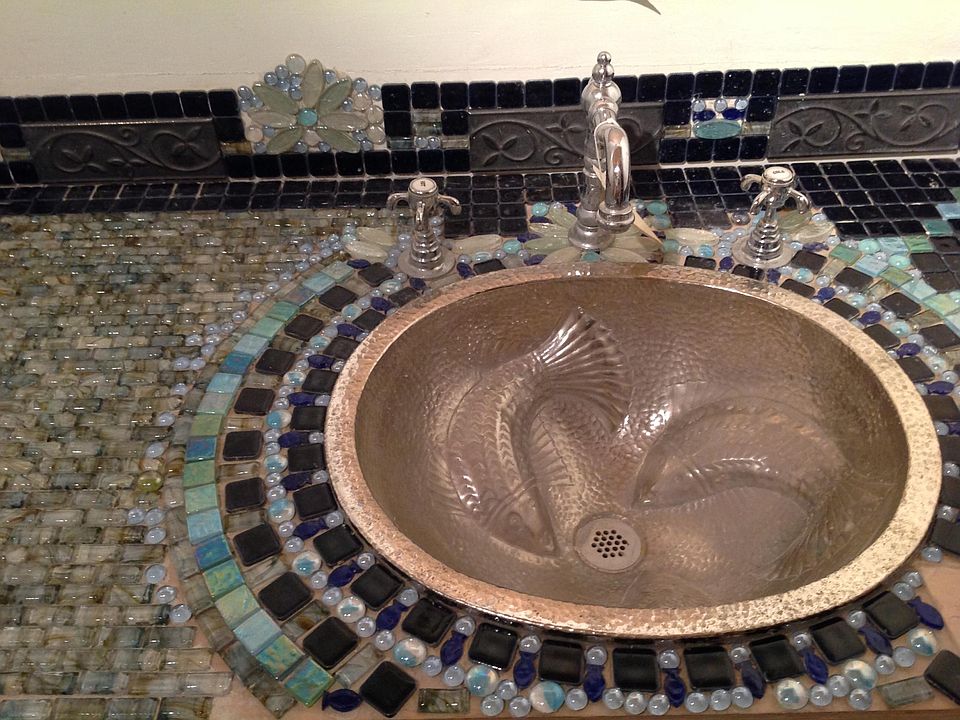 Double Sinks inlaid with Tiles