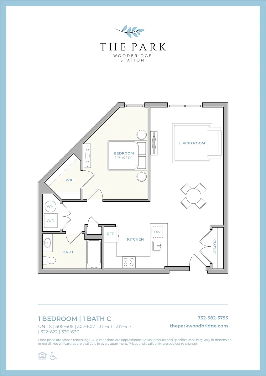 Floor plan 1 BR-C