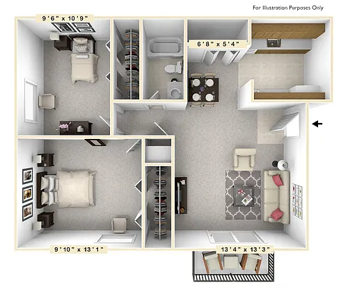 Floor plan The Anchor 2 BR 1 BA