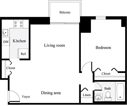 Floor plan 1 Bedroom G