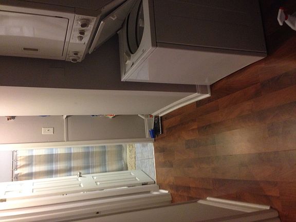 Laminate hallway into bathroom