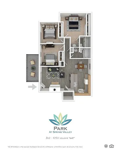 Floor plan 3 Bedroom 2 Bath