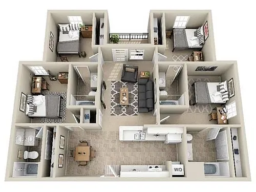 Floor plan 4BD/4BA Classic Unfurnished