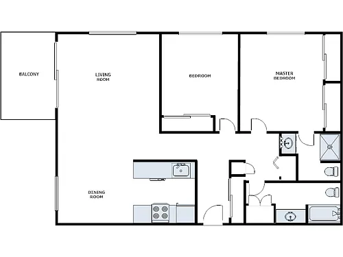 Floor plan 2 Bed / 2 Bath: Type F