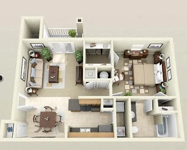 Floor plan 1 Bedroom, 1 Bathroom