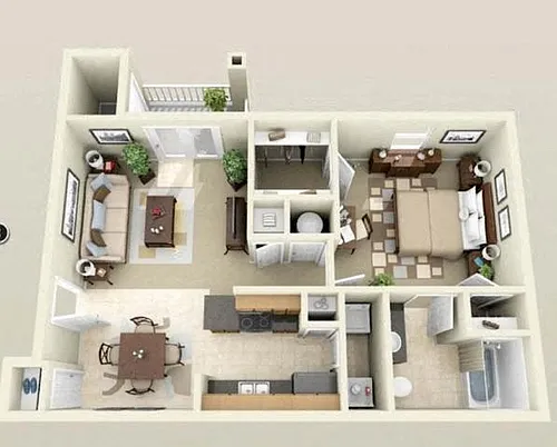 Floor plan 1 Bedroom, 1 Bathroom