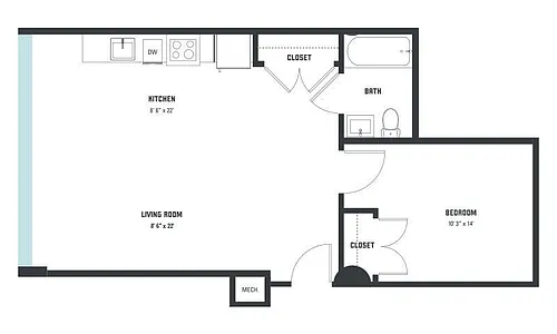 Floor plan A3 One Bedroom