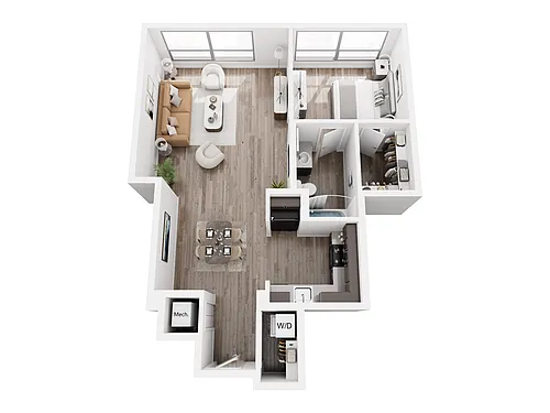 Floor plan 1 Bed 1 Bath (857 sq ft)