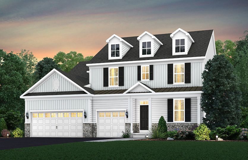 Farmhouse HR2F, 3-car garage with stone