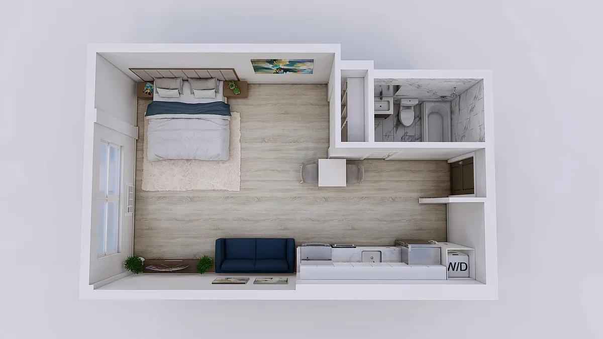 Floor plan New Studio + Washer / Dryer