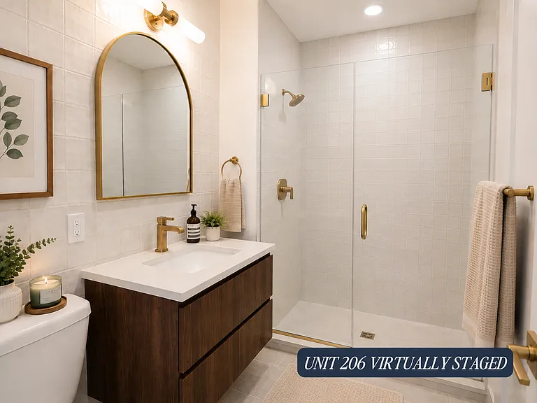 Unit 206 Virtually Staged Master Bath