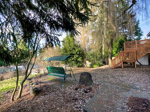 Patio with weeping willow
