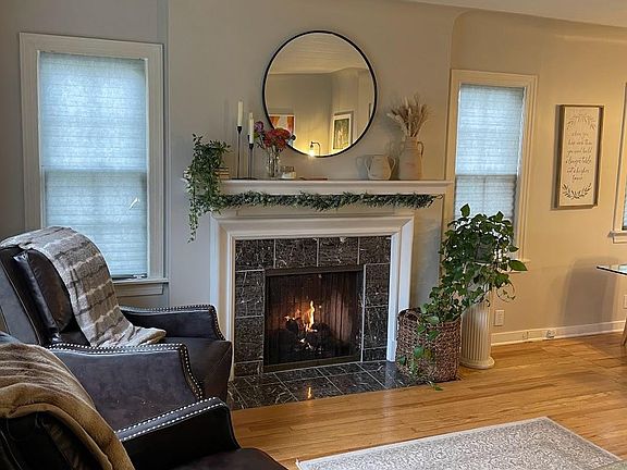 Beautiful warm fireplace perfect for cozy days